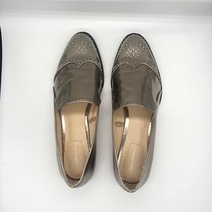 Zara Metallic Wing-Tip Slip Ons